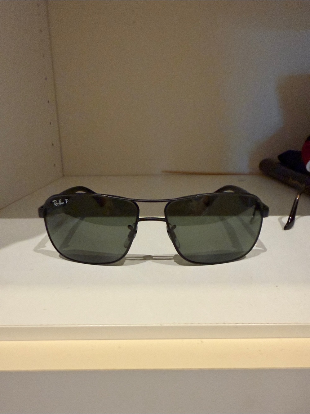 Ray-Ban Black Metal Sunglasses with Green Lenses